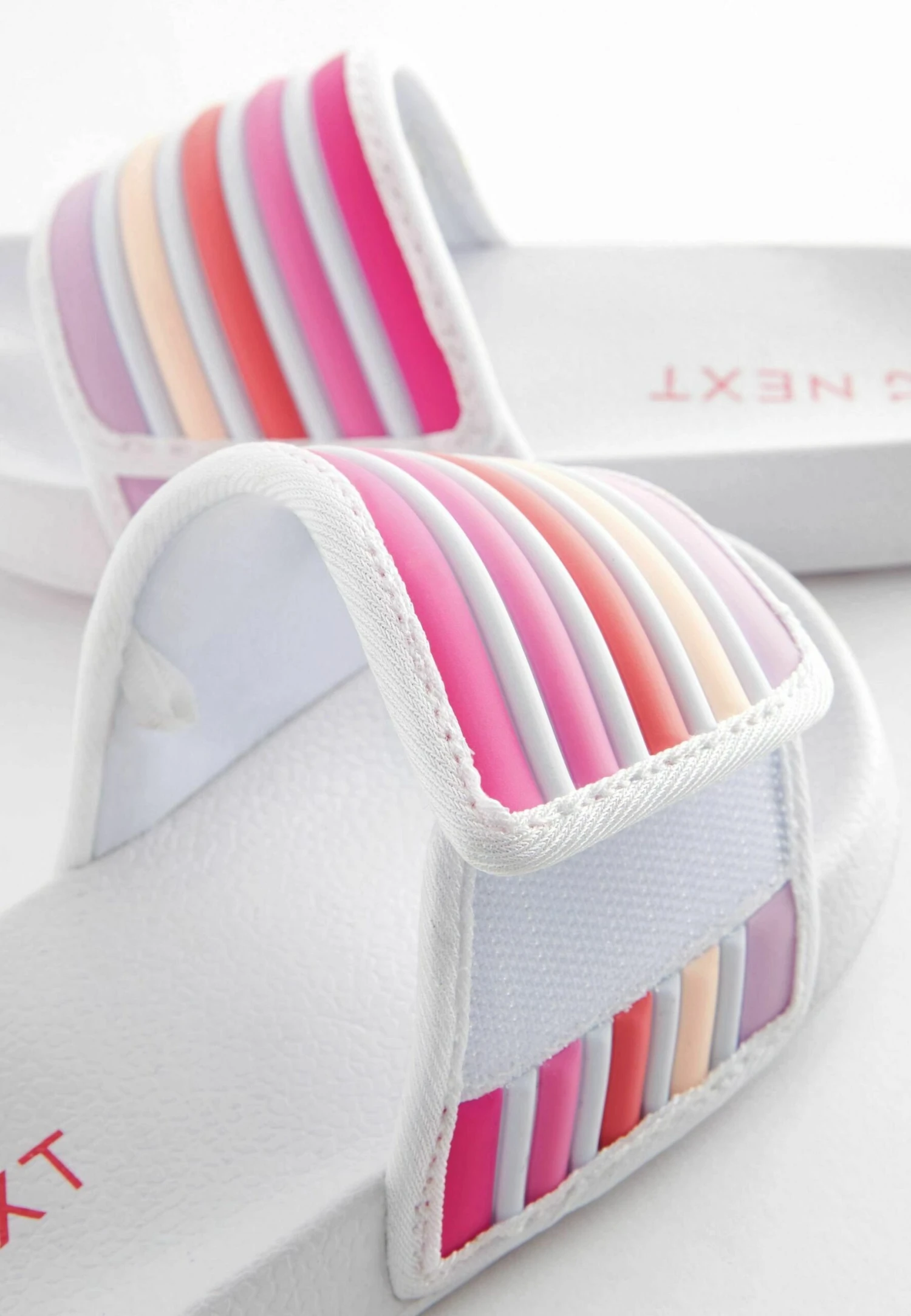 Next Stripe Touch Fastening Standard - Badslippers - White Pink 4 Next Stripe Touch Fastening Standard - Badslippers - White Pink - Afbeelding 2